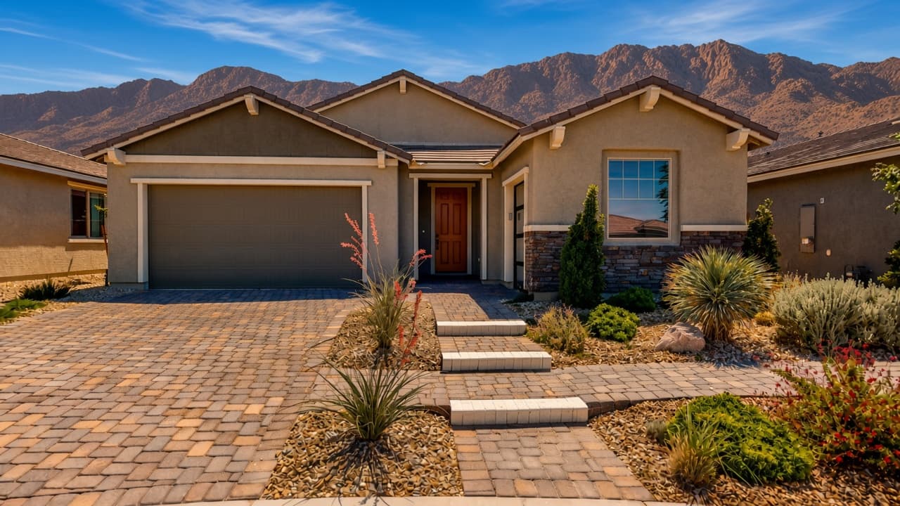 Single-story Del Webb North Ranch home with desert mountains in North Las Vegas, NV 89086