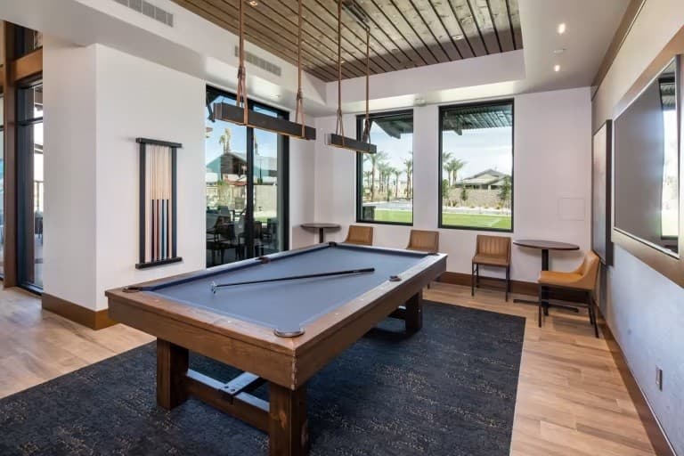 Billiards room inside the Del Webb North Ranch clubhouse in North Las Vegas