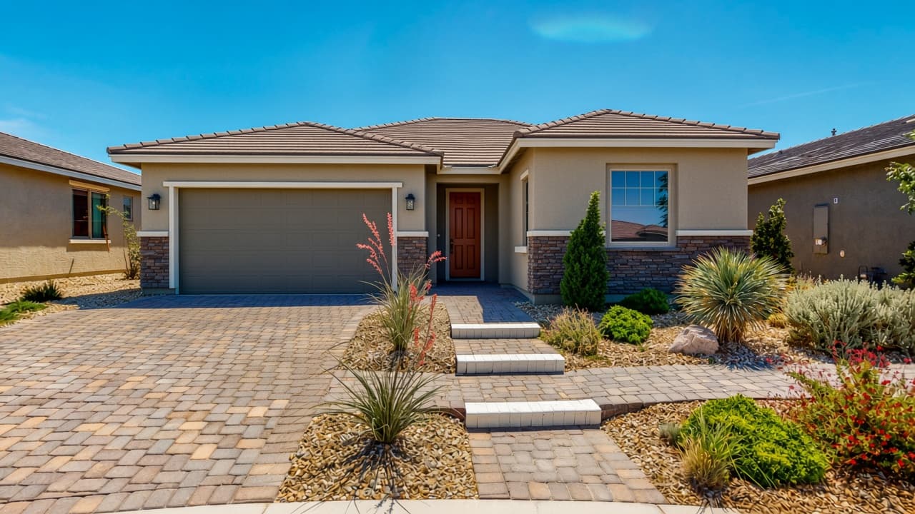 Canyon Cottage Series single-story home exterior at Del Webb North Ranch in North Las Vegas