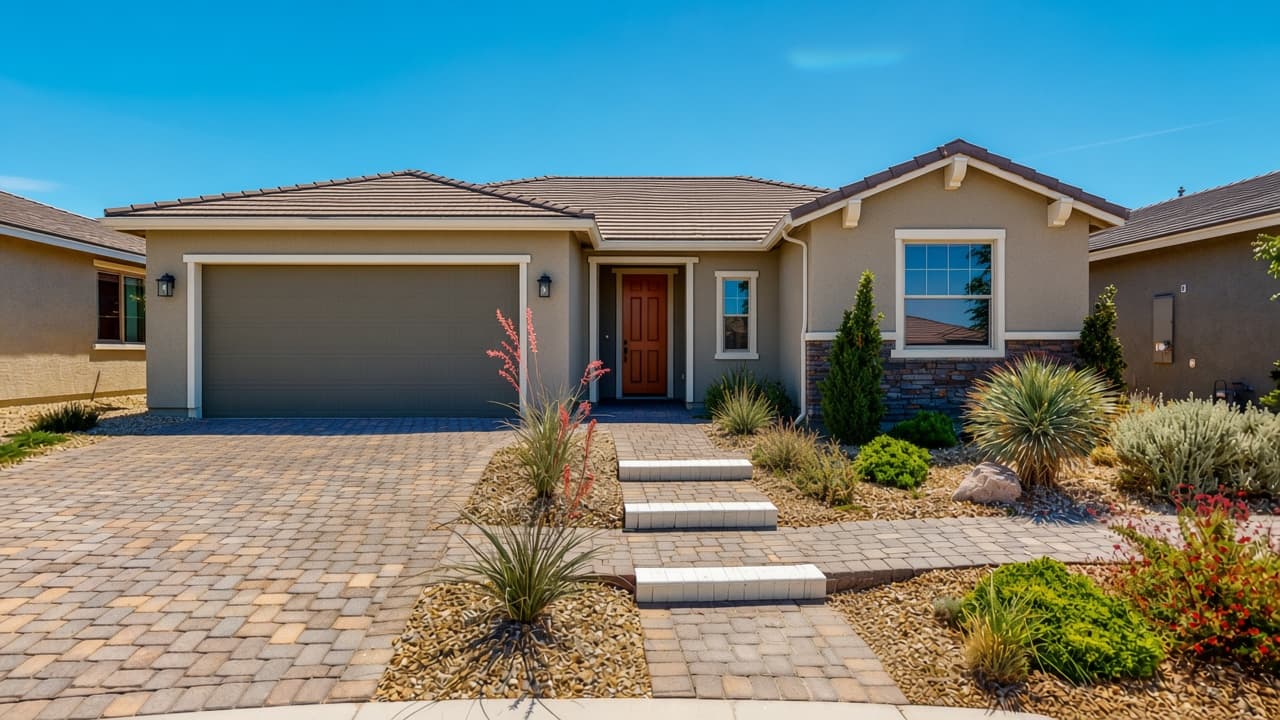 Overlook Cottage Series single-story home exterior at Del Webb North Ranch in North Las Vegas