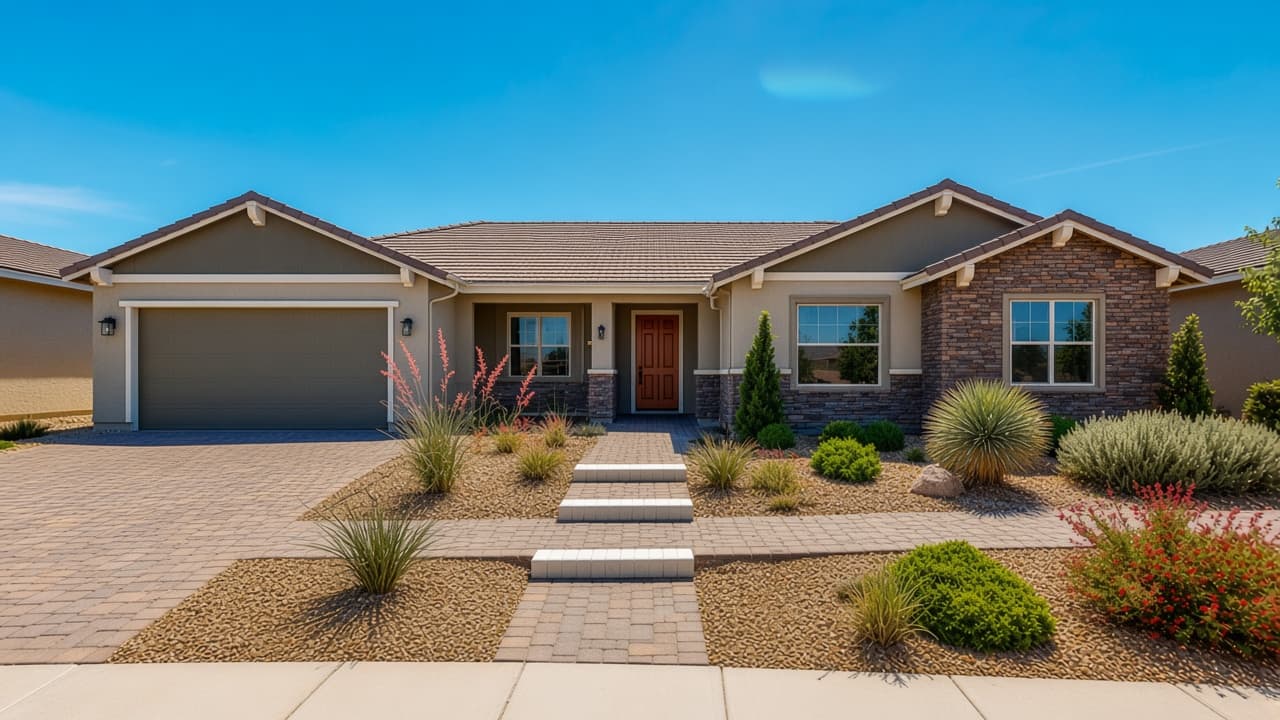 Preserve Retreat Series single-story home exterior at Del Webb North Ranch in North Las Vegas