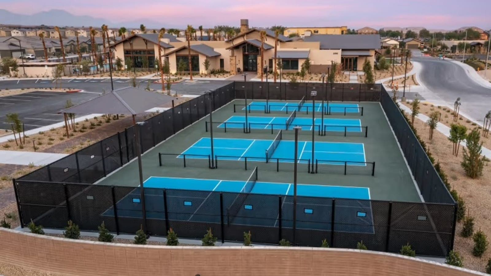 Pickleball courts and active adult recreation at Del Webb North Ranch in North Las Vegas
